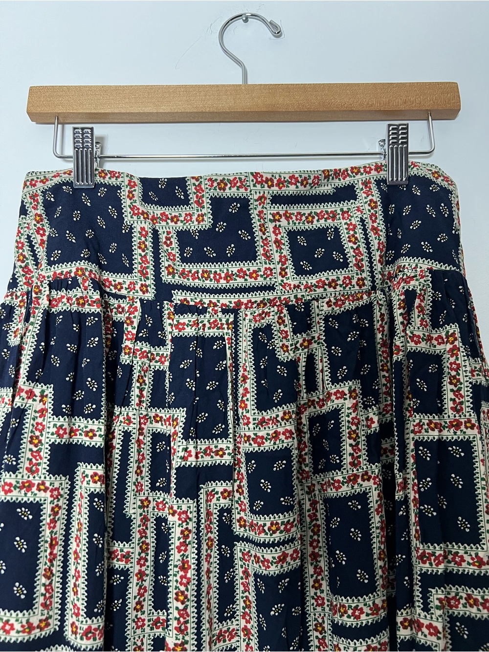 Natural Life Boho Maxi Skirt Floral Patchwork Print Coastal West Coast Navy - Picture 3 of 12